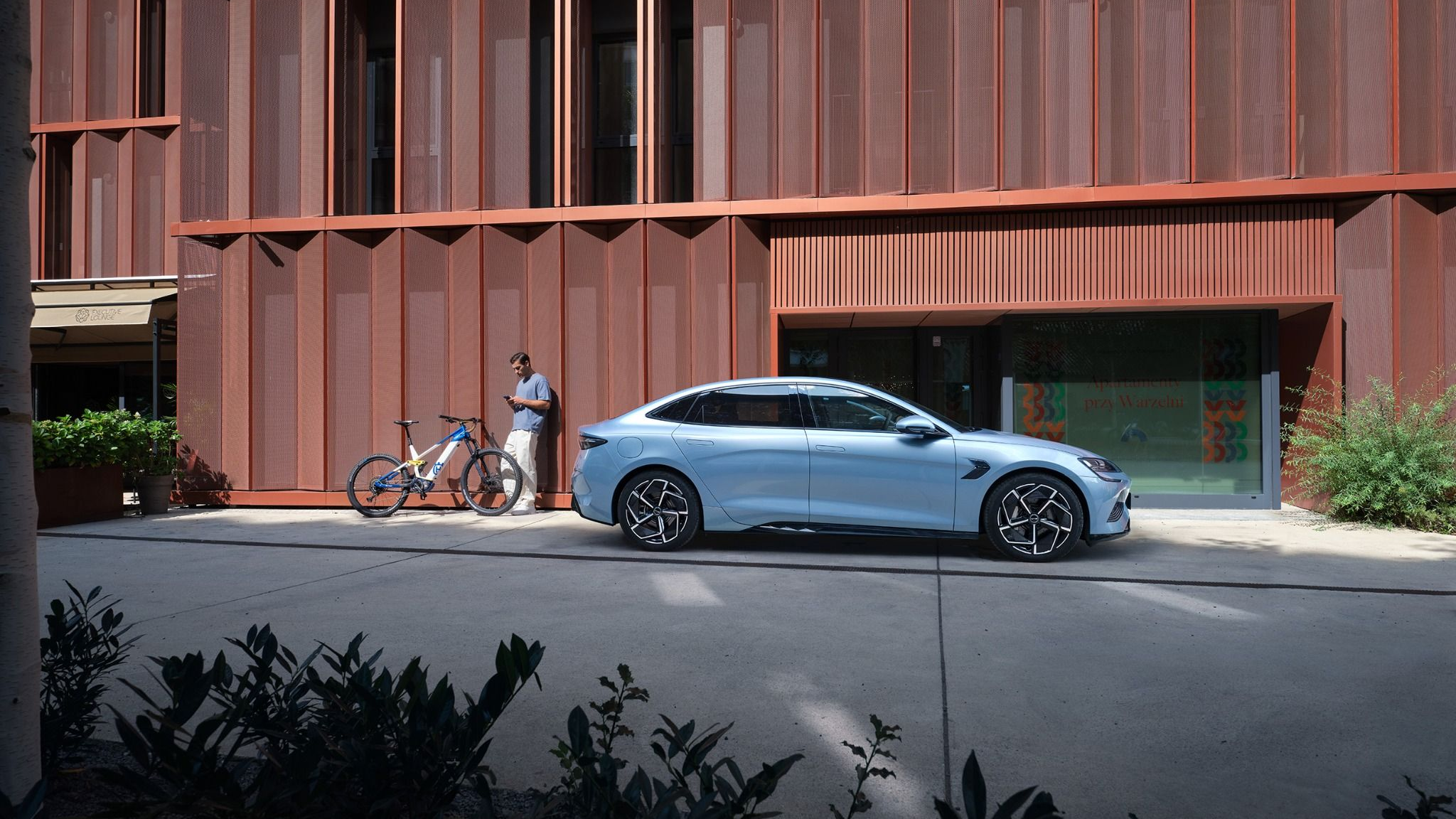 Blue BYD Seal parked on the road