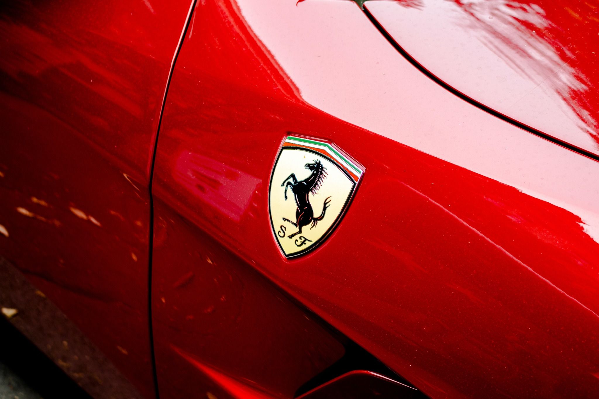 Close up of ferrari logo