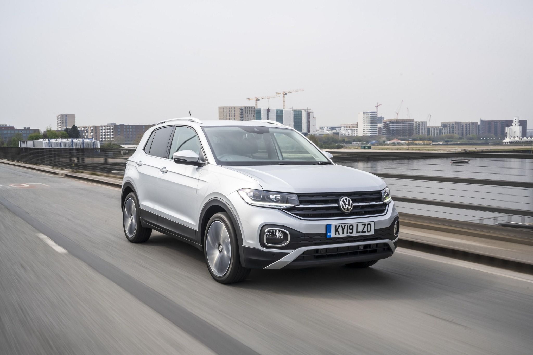 Volkswagen T-Cross driving on a road